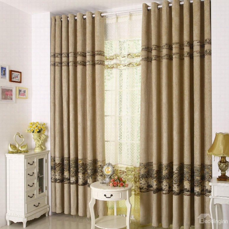 High Class Unique Scene Printing Grommet Top Custom Curtain