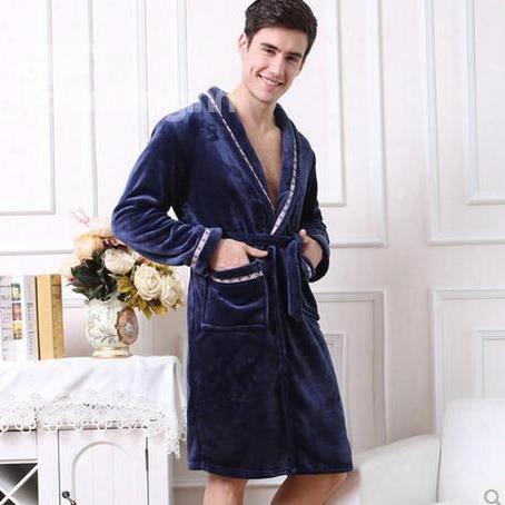 High Quality Cozy Elegant Concise Male Bathrobe