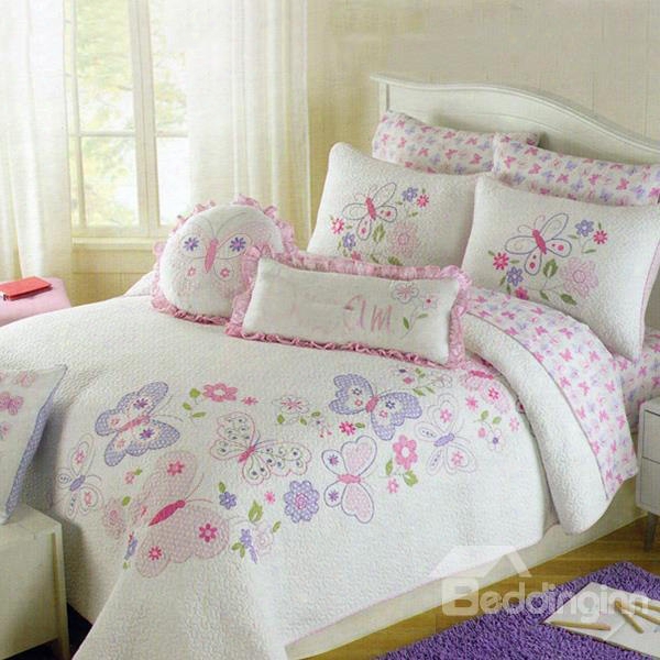 High Quality Embroided Cotton 4-piece Bed In A Bag Set