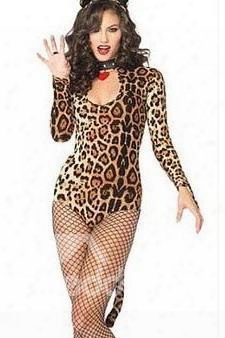 Leopard Spot Narrow Square Neck Long Tail Costume