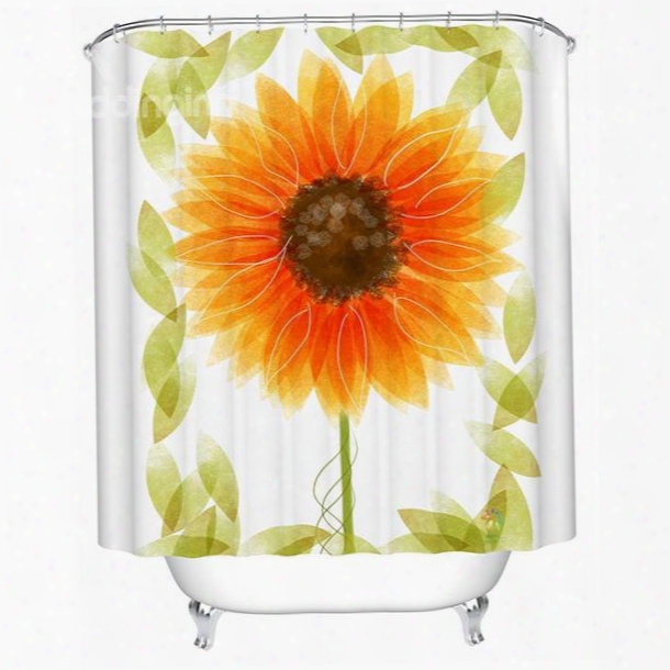 Lightful Gorgeous Sunflower Print Polyester Shower Curtain