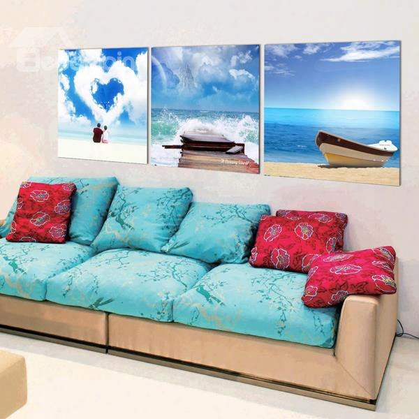 Love And Ocean 3-piece Crystal Film Art Wall Prints