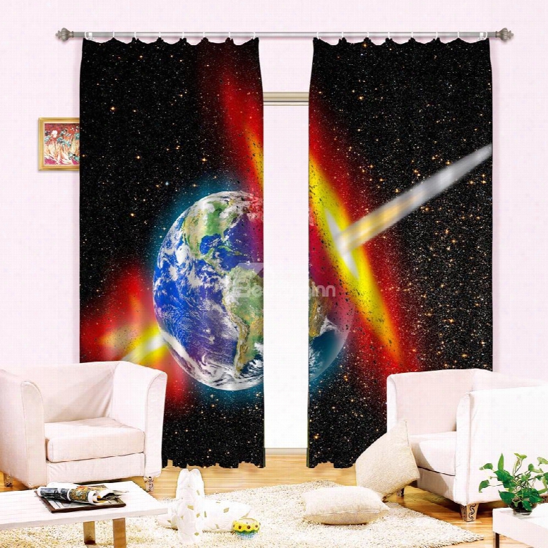 Magnificent Planet Stars Print Energy Saving 3d Curtain