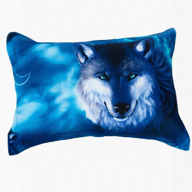 Mysterious Wolf With Shiny Eyes Print Pillow Case