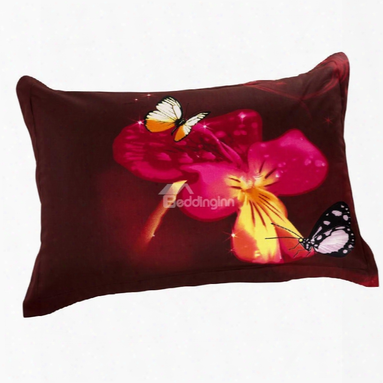 New Arrival Beautiful Butterfly And Delicate Flowers Two Pieces Pillow Case