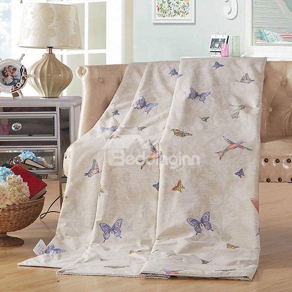 New Arrival Bird And Butterfly Printed Cotton Air-conditional Quilt