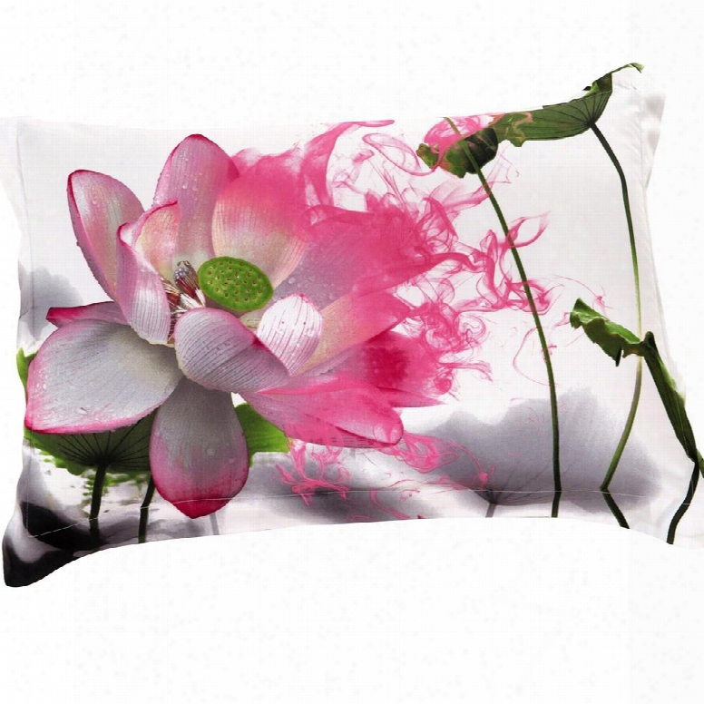 New Arrival Delicate Lotus Print Two Pieces Pillow Case