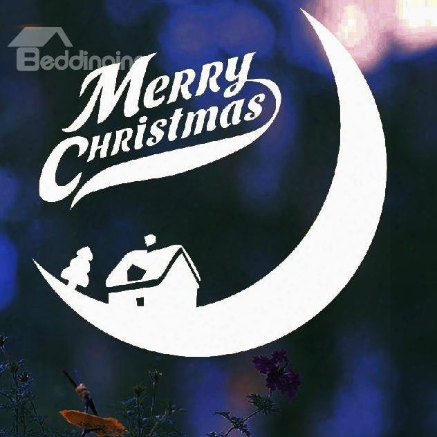 New Arrival Lovely Cozy House Moon Design Christmas Gift Wall Stickers