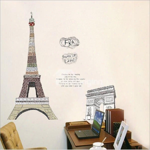 New Arrival Triumphal Arch And Eiffel Tower Wall Stickers