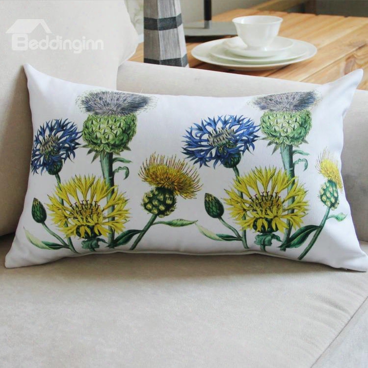 New Style Bright Flowers Pattern Bed Pillow