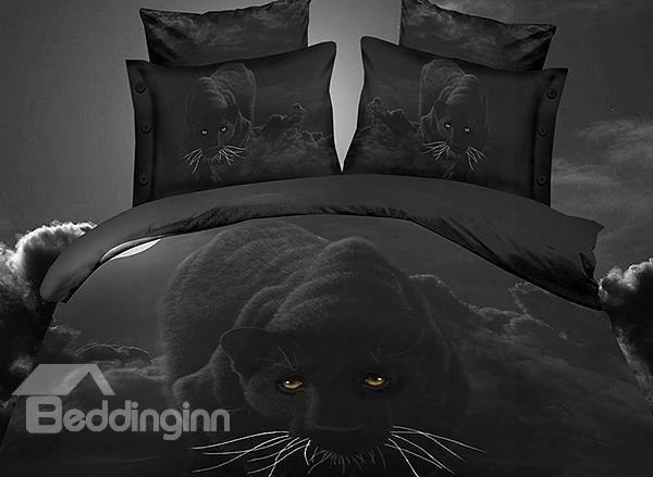 Personality Panther Print 4-piece Polyester 3d Duvet Cover Sets