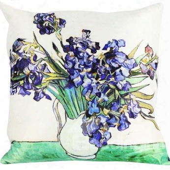 Ppular Purple Flower-de-luce Painting Throw Pillow