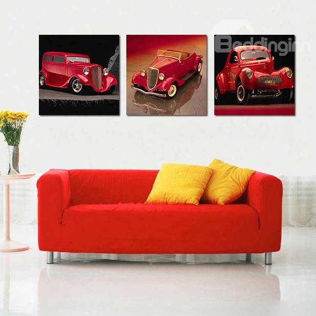 Pretty Cars 3-pieces Of Crystal Film Art Wall Print