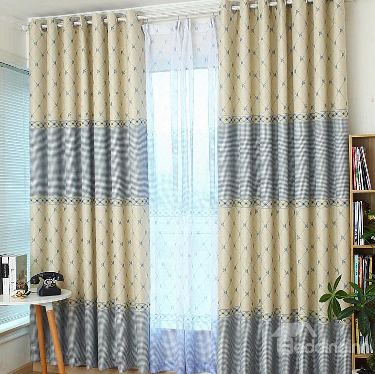 Pretty Elegant Concise Pattern Grommet Top Two-piece Custom Curtain