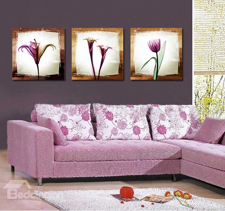 Pretty Elegant Purple Flowers Film Art Wall Prints