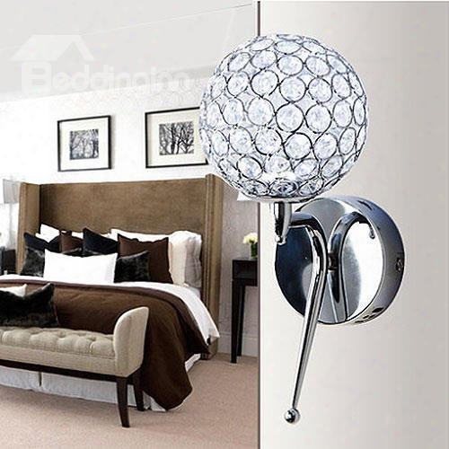 Pretty Round Alloy And Crystal Decorative Wall Light