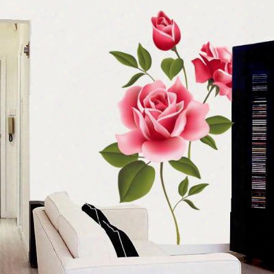 Pretty Simple Style Romantic Rose Pattern Wall Sticker