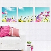 Beautiful Flowers 3-Pieces of Crystal Film Art Wall Print