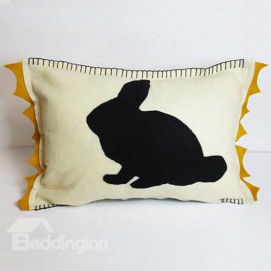 Rectangle Black Rabbit Pattern Environmental Soft Throw Pillow