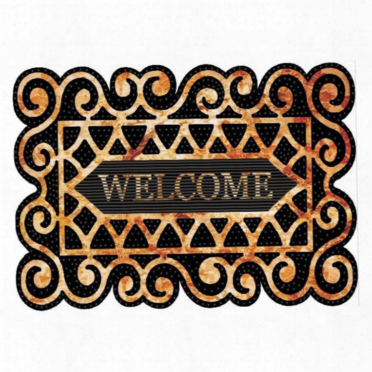 Retro Elegant Welcome Design Non-slip Flocking Doormat