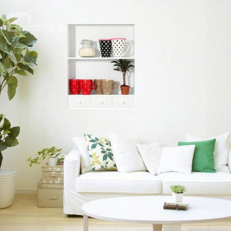 Stunning 3d Cups And Plant Patterns Wall Stickers