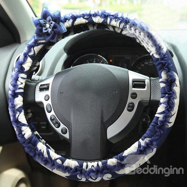 Stylish Blue And White Color Style Ultra Comfortable Fashion Steering Wheel Cover