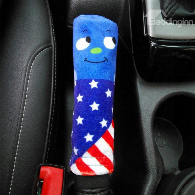 Super Cute America Flag Pattern Smile Expression Hand Brake Cover