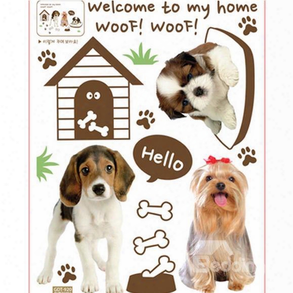 Super Fashion Wonderful Dogs Wall Stickers For Children