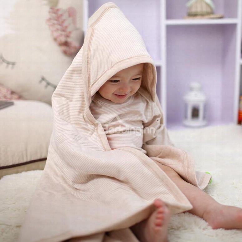 Super Soft And Comfortable Light Brown White Stripes Baby Sleeping Bag