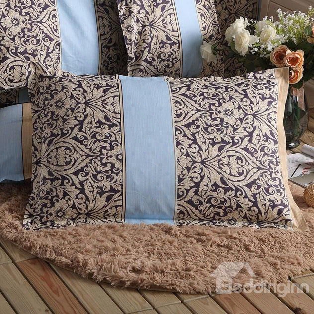 Super Soft Light Coffee Flower Pattern Bed Pillowcase