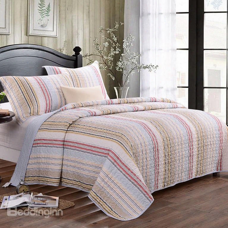 Thicken Colored Stripes Pattern 3-piece Bed In A Bag Set