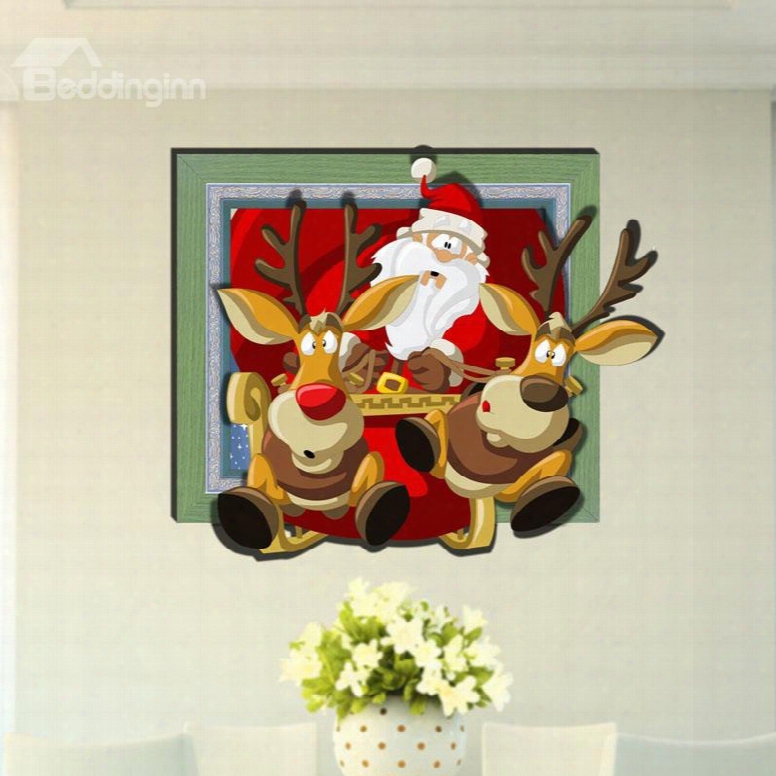 Top Quality Wonderful Santa Claus 3d Wall Sticker