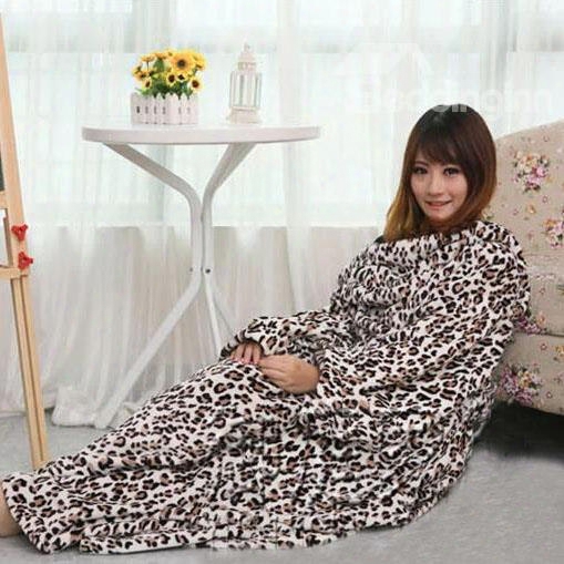 Ultra Soft And Comfortable Leopard Sleeved Useful Blanket