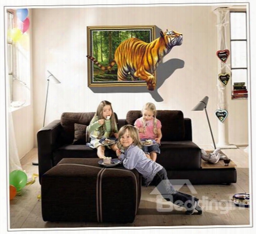 Vivid Decorative Tiger Pattern Removable 3d Wall Sticker