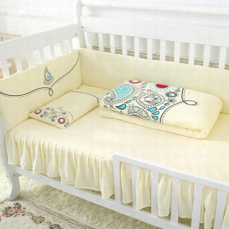 Warm And Comfortable Super Soft Elegant Yellow Crib Bedding Sets