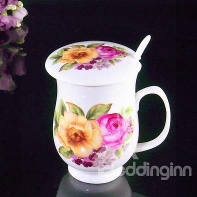 Wonderful Ceramic Blooming Flowers Coffee Mug