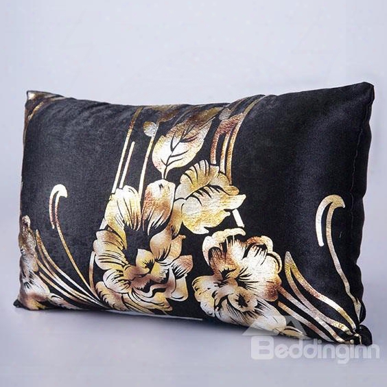 Wonderful Gold Color Flowers Pattern Ultra Warm And Comfortable Bed Pillow Case