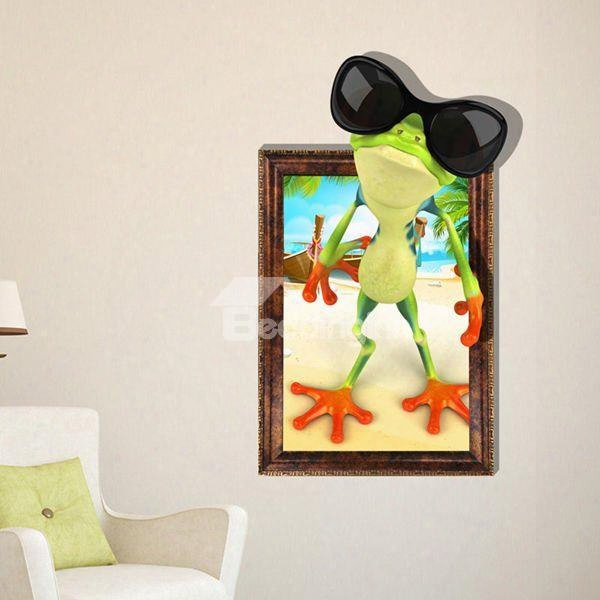 Wonderful Pretty Cool Bespectacled Chameleon 3d Wall Sticker