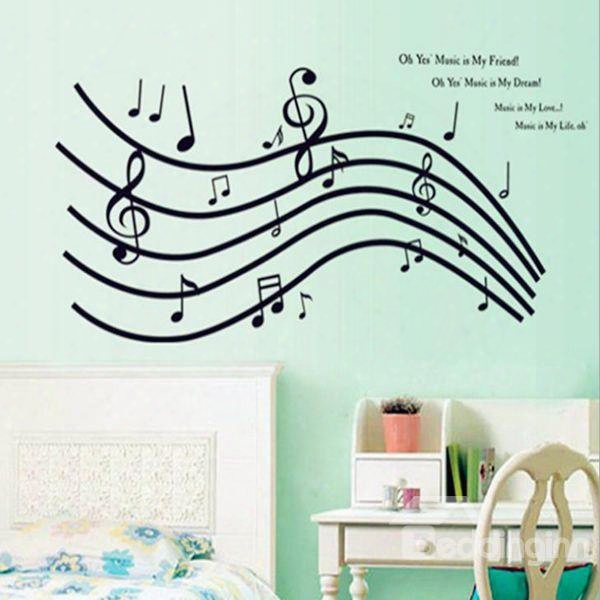Wonderful Simple Style Music Note And Letters Patttern Wall Stickers