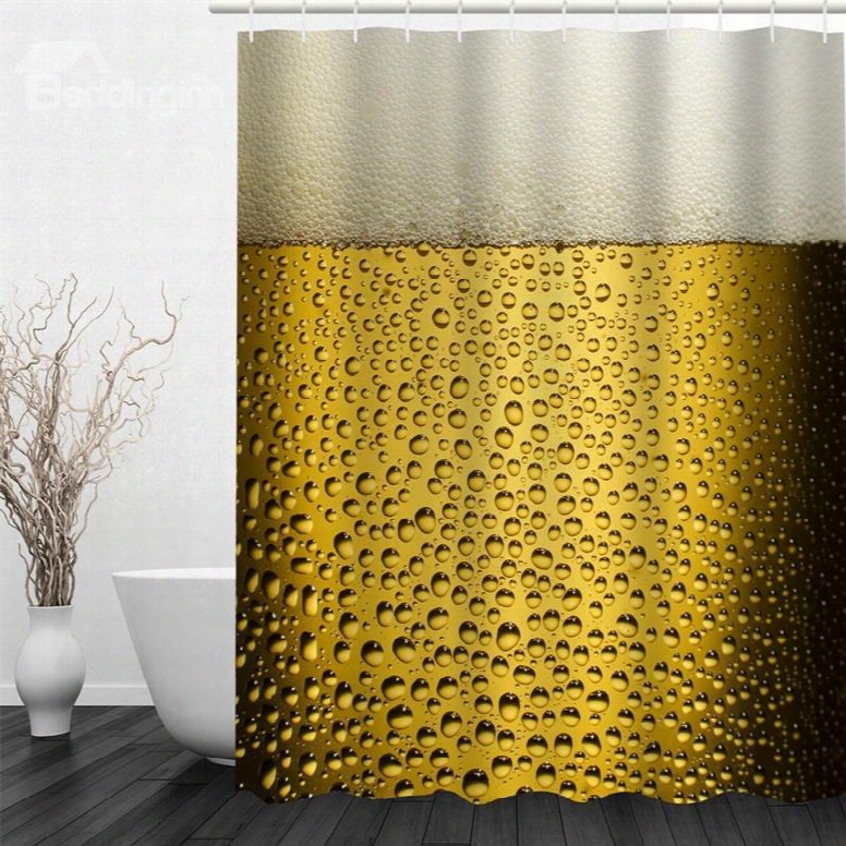 3d Beer Printed Polyester Waterproof Antibacterial And Eco-friendly Shower Curtain