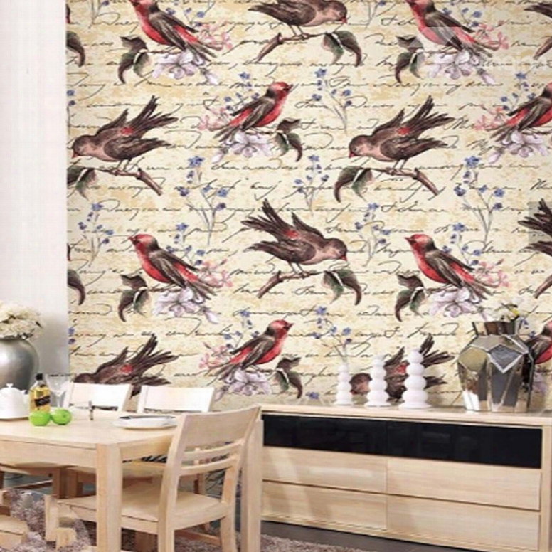 3d Birds On Branches Pvc Sturdy Waterproof And Eco-friendly Self-adhesive Wall Mural