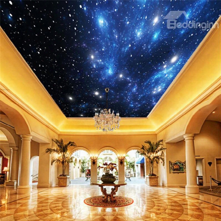 3d Bright Galaxy Printed Waterproof Durable And Eco-friendly Self-adhesive Ceiling Murals