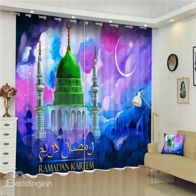 3d Cartoon Dreamy Castles  Printed Thick Polyester Decorative And Dust-proof Custom Curtain