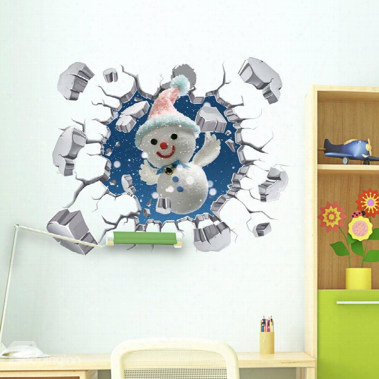 3d Explosive Wall Snowman Pvc Waterproof Eco-friendly Self-adhesive Wall Stickers