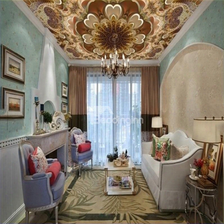 3d Flower Pattern Exquisite Style Waterproof Durable And Eco-friendly Ceiling Murals