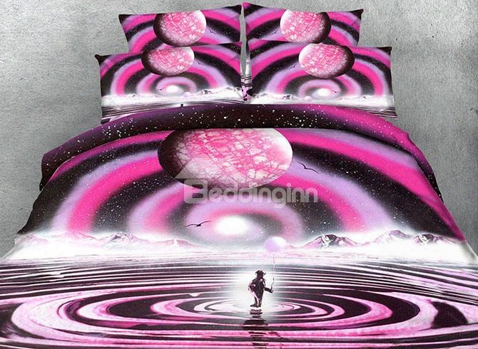 3d Visual Traveler And Planet Printed 4-piece Bedding Sets/duvet Covers