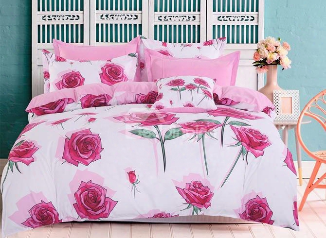 Adorila 60s Brocade Bunches Of Roses Romantic 4-piece Cotton Bedding Sets/duvet Cover