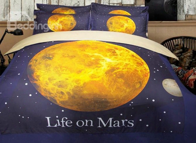 Amazing 3d Mars Print 4-piece Polyester Duvet Cover Sets