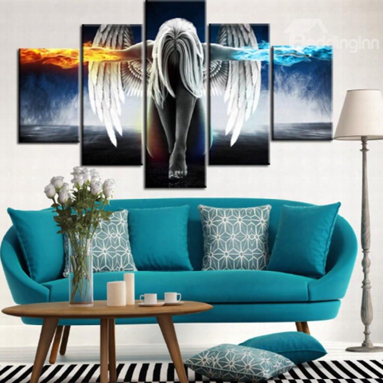 Angel Wings 5-piece Canvas Waterproof And Eco-friendly Hanging Non-framed Wall Prints