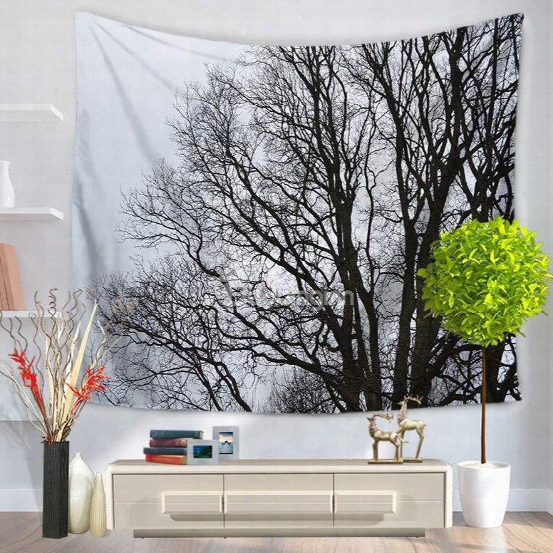 Bald Branches In Cold Winter Pattern Decorative Hanging Wall Tapestry